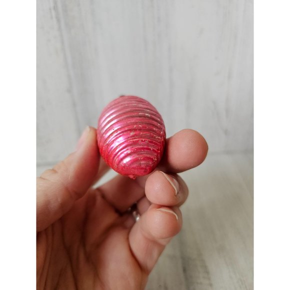 Vintage teardrop flocked red pink mercury glass ornament set Xmas tree - Picture 13 of 13